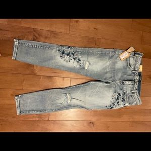Silver embroidered jeans